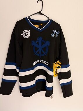 GFTD LA - Black & Blue Long Sleeve Hockey Jersey